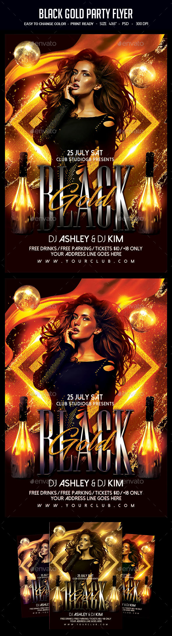 Black Gold Party Flyer - Clubs & Parties Events