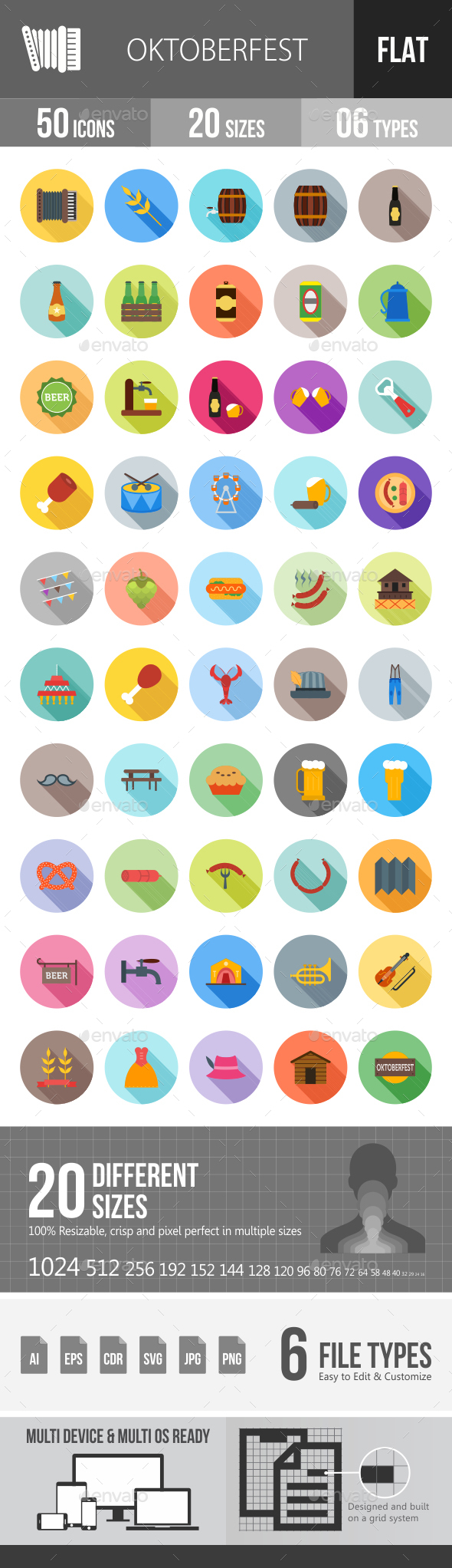 Oktoberfest Flat Shadowed Icons - Icons