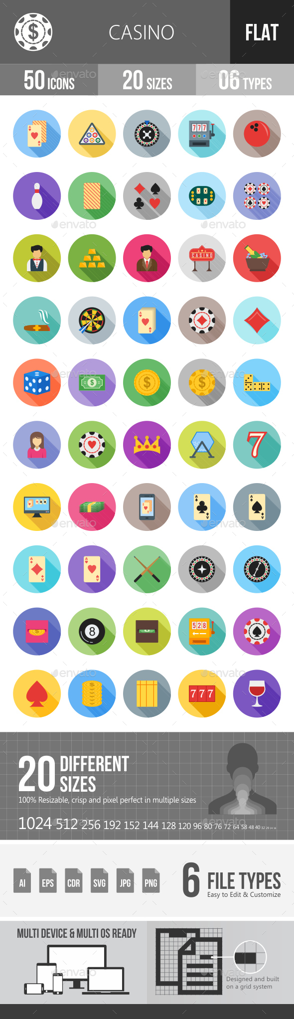 Casino Flat Shadowed Icons - Icons