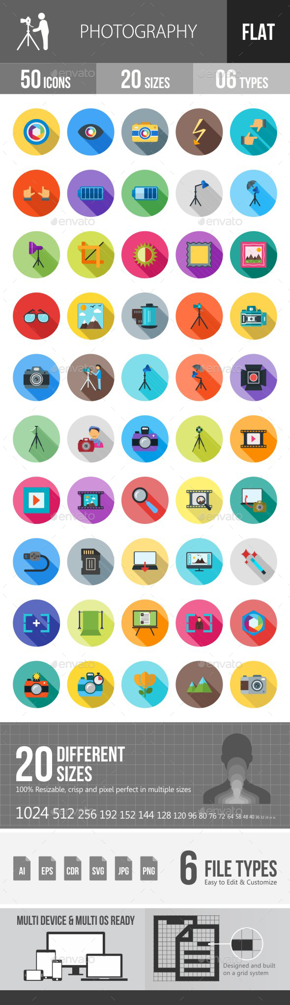 Photography Flat Shadowed Icons - Icons