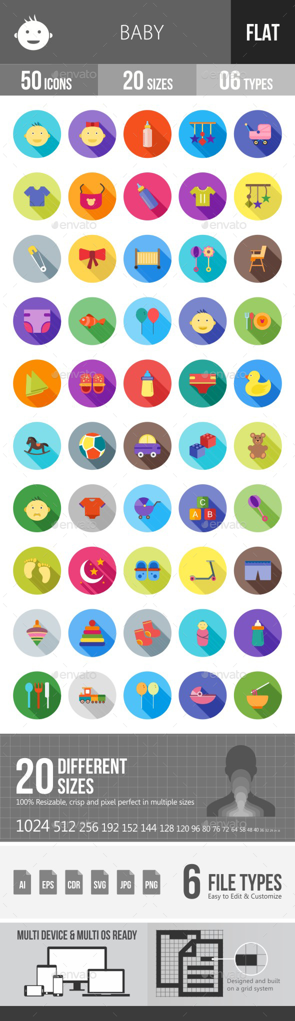 Baby Flat Shadowed Icons - Icons