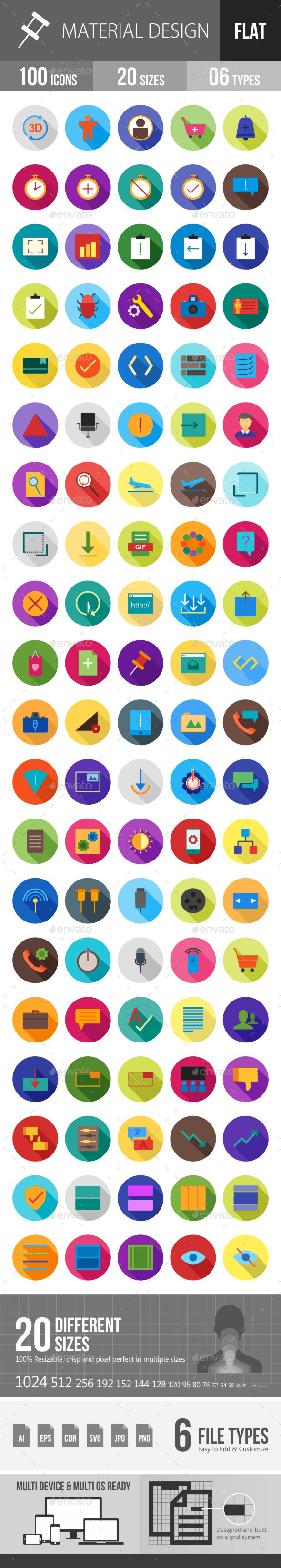Material Design Flat Shadowed Icons - Icons
