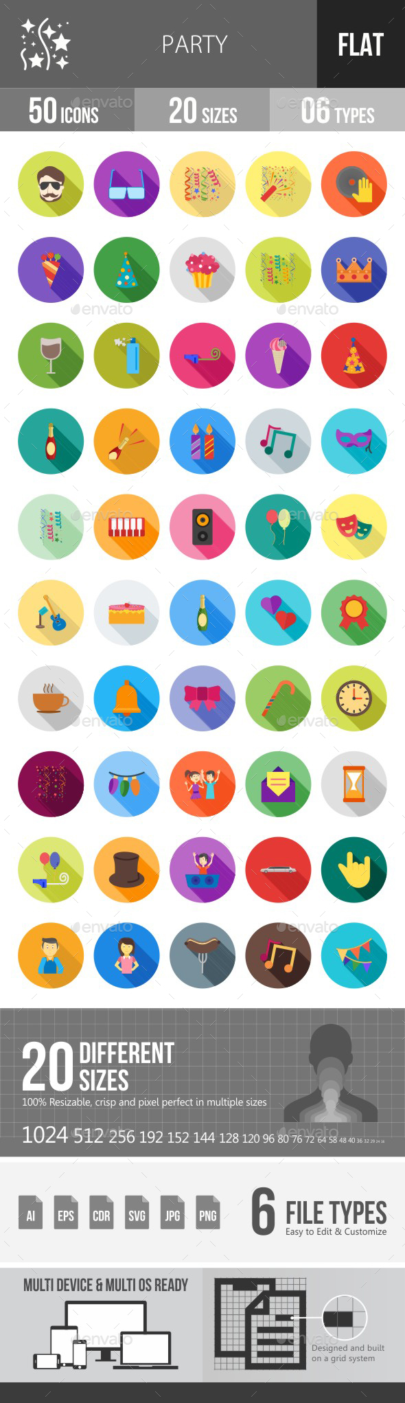 Party Flat Shadowed Icons - Icons
