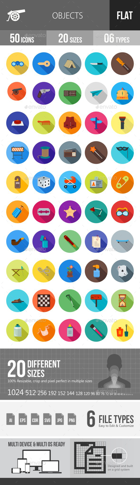 Objects Flat Shadowed Icons - Icons