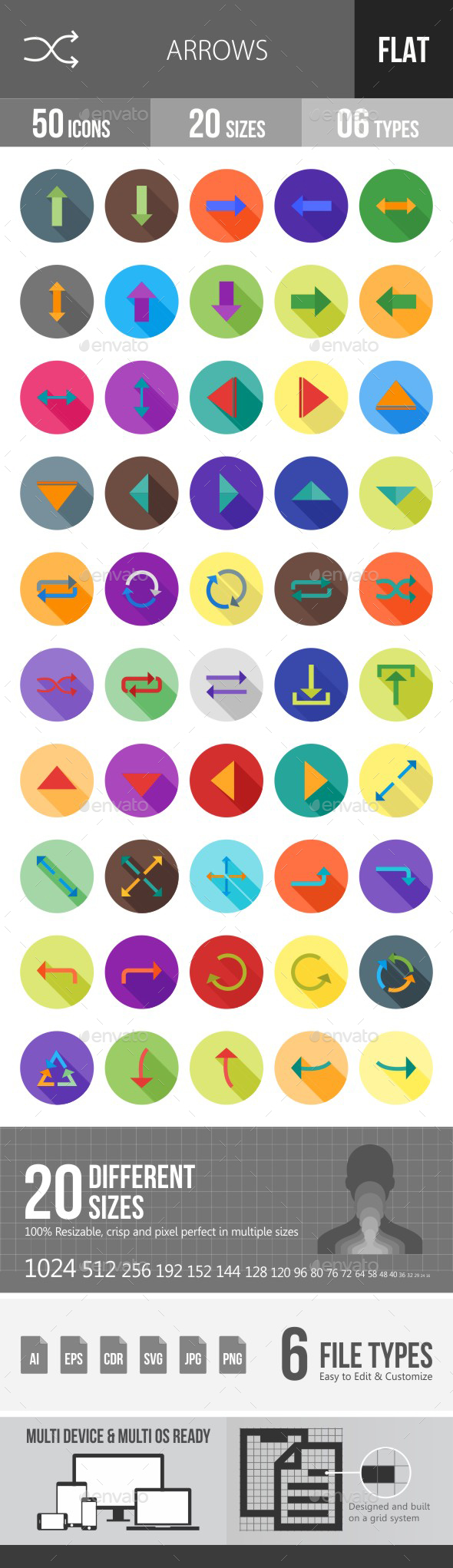 Arrows Flat Shadowed Icons - Icons