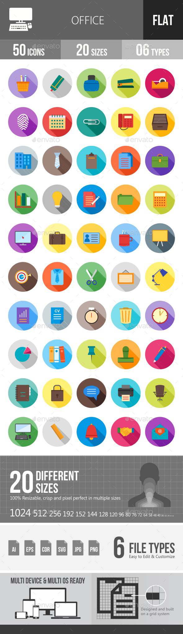 Office Flat Shadowed Icons - Icons