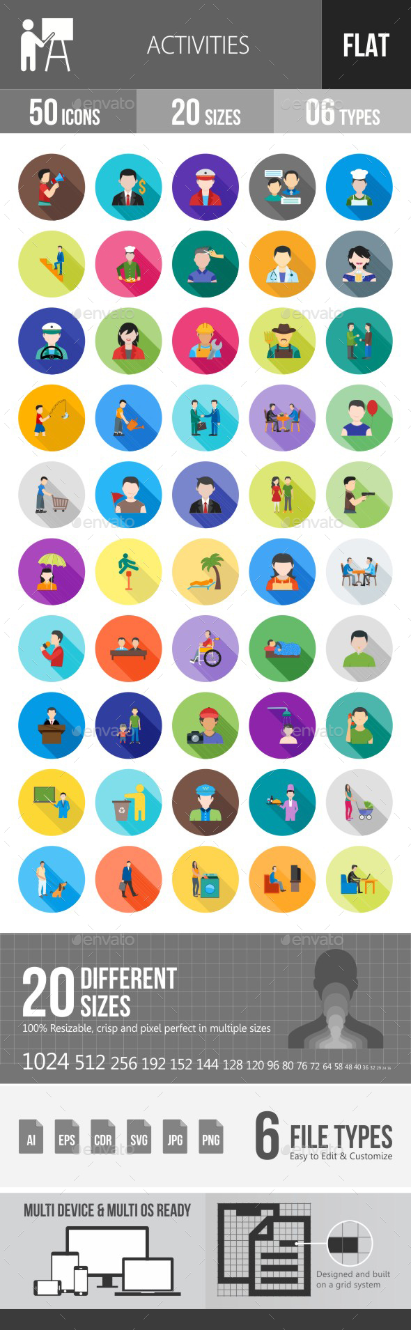 Activities Flat Shadowed Icons - Icons