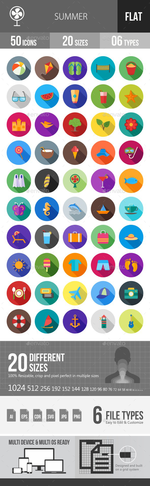 Summer Flat Shadowed Icons - Icons