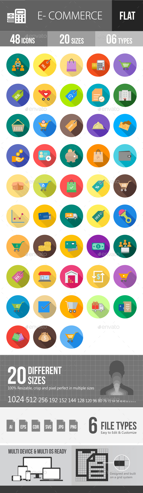Ecommerce Flat Shadowed Icons - Icons