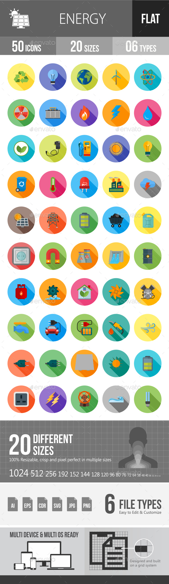 Energy Flat Shadowed Icons - Icons