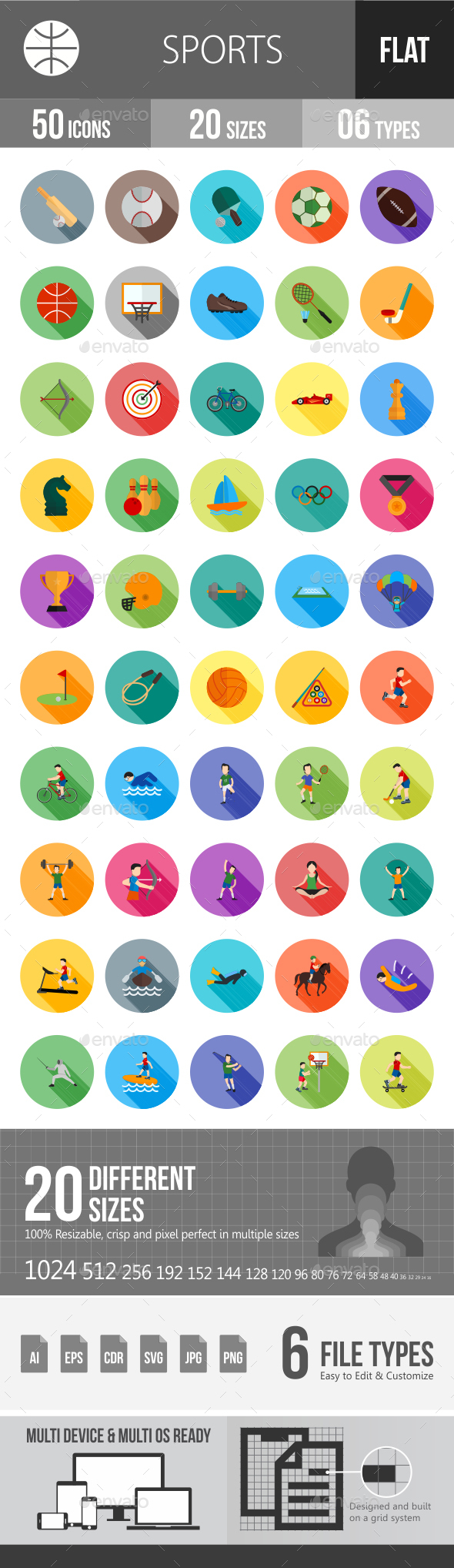 Sports Flat Shadowed Icons - Icons
