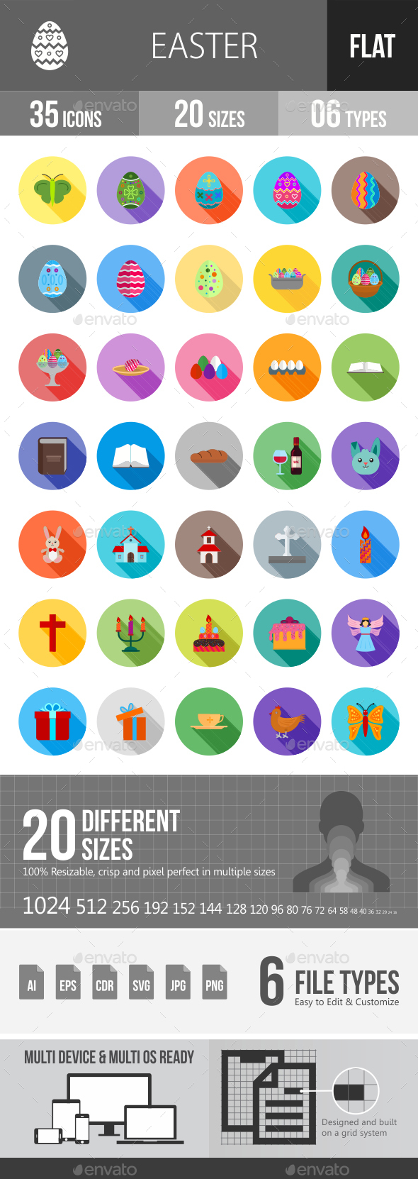 Easter Flat Shadowed Icons - Icons