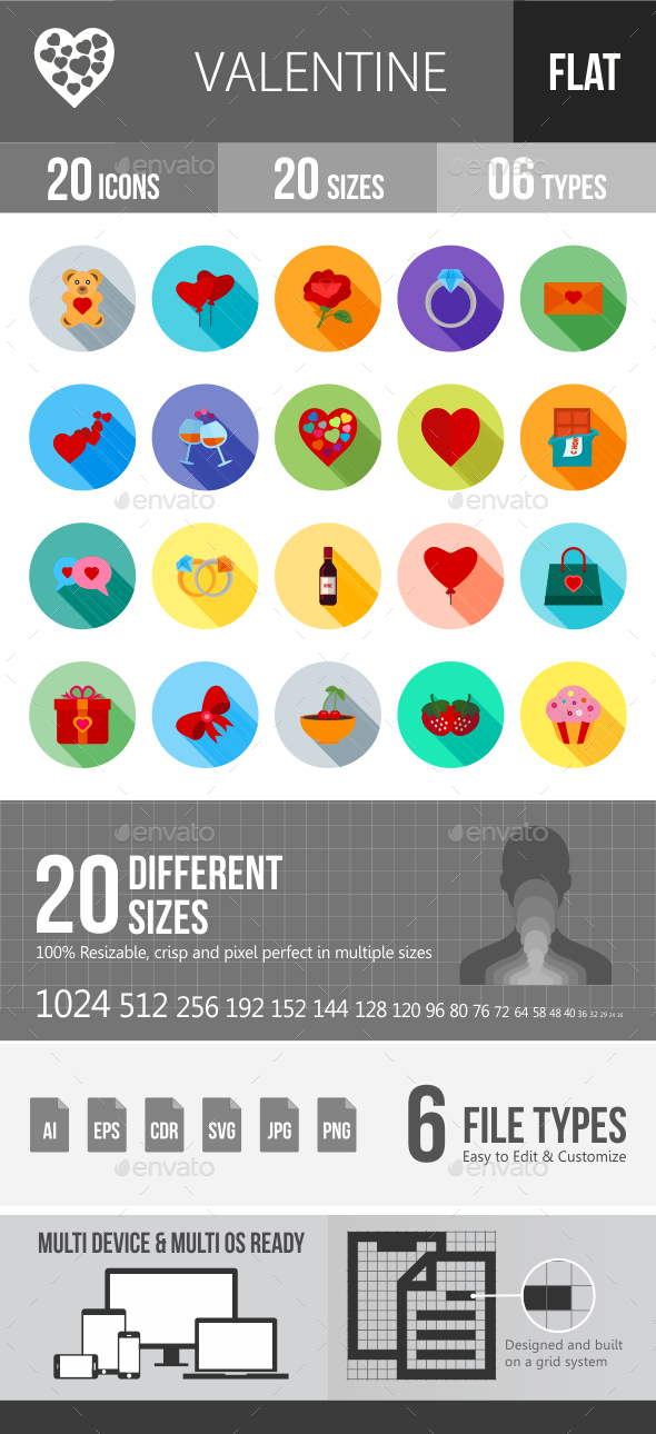 Valentine Flat Shadowed Icons - Icons