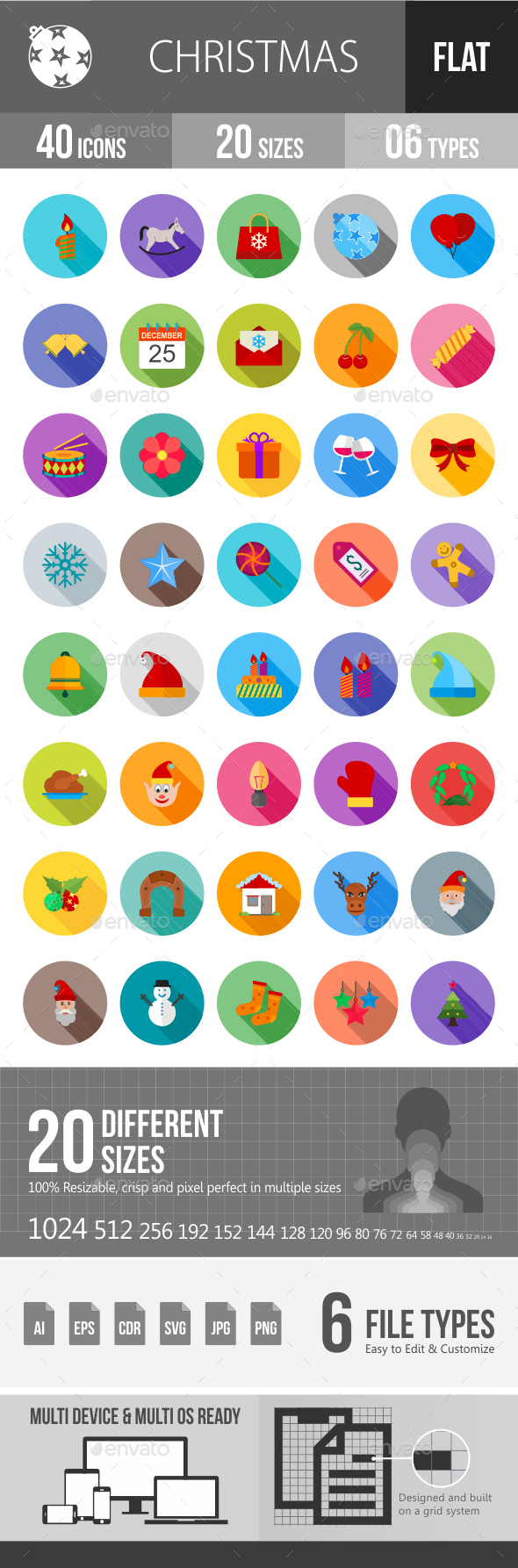 Christmas Flat Shadowed Icons - Icons