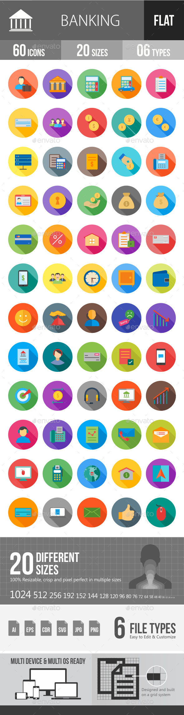 Banking Flat Shadowed Icons - Icons