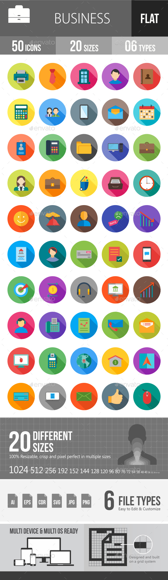 Business Flat Shadowed Icons - Icons