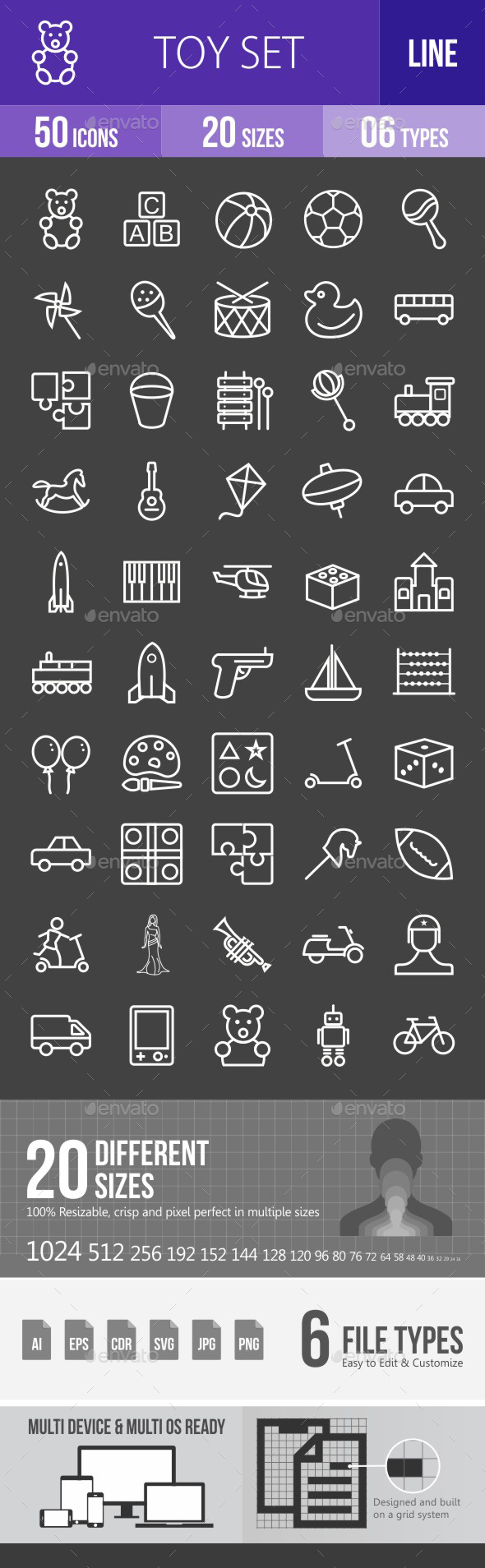 Toys Line Inverted Icons - Icons