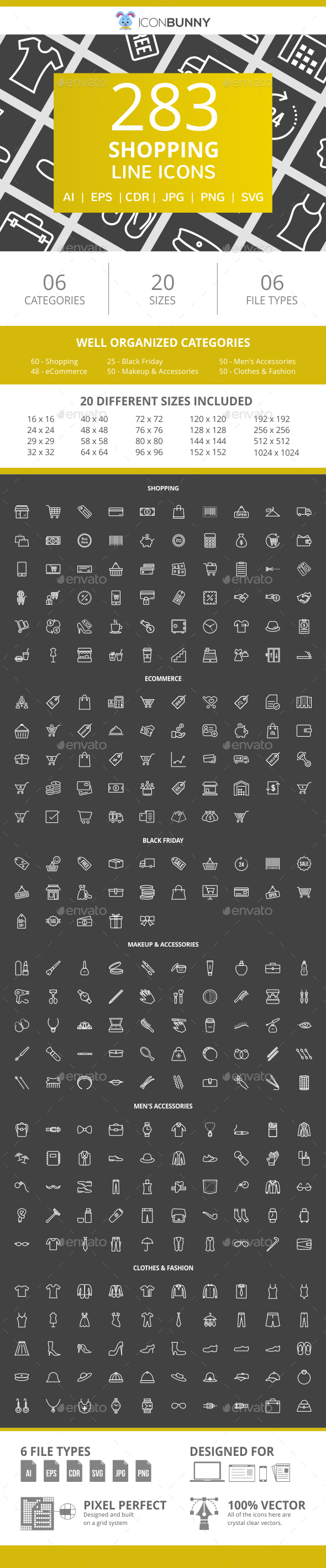 283 Shopping Line Inverted Icons - Icons