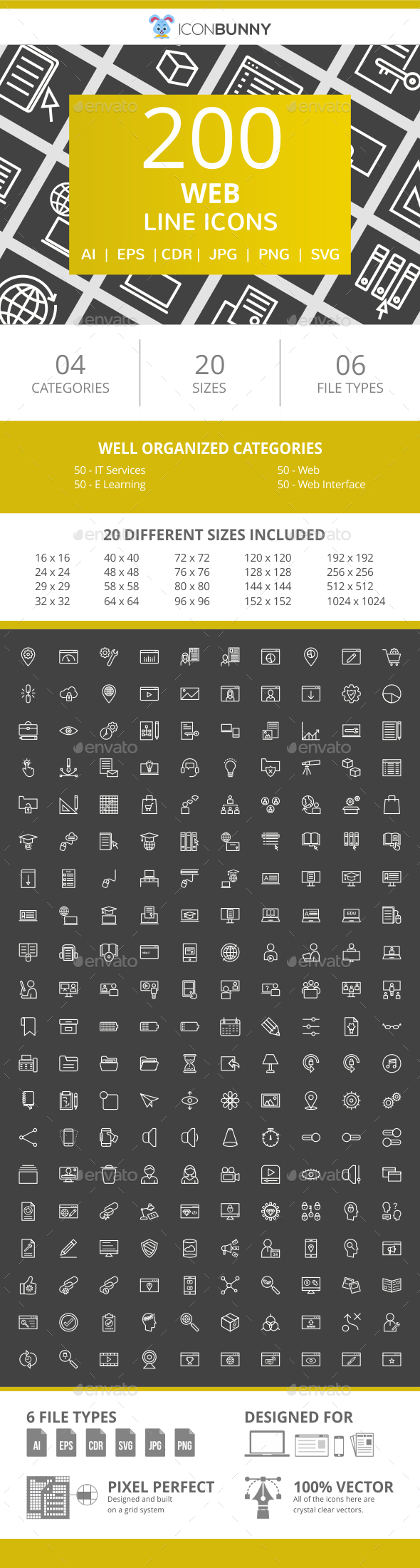 200 Web Line Inverted Icons - Icons