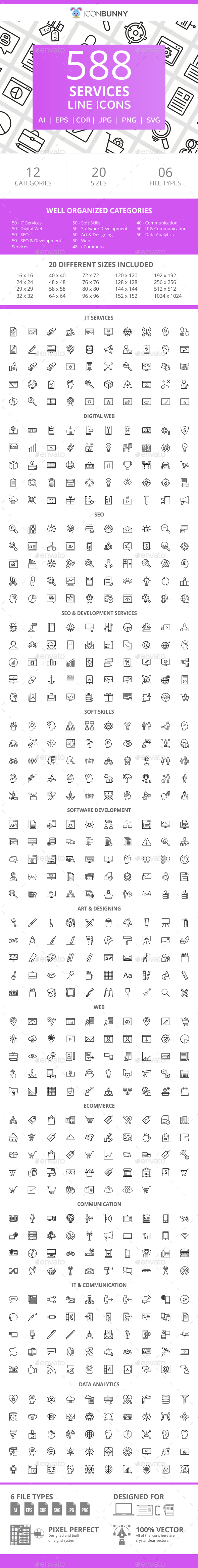 588 Services Line Icons - Icons