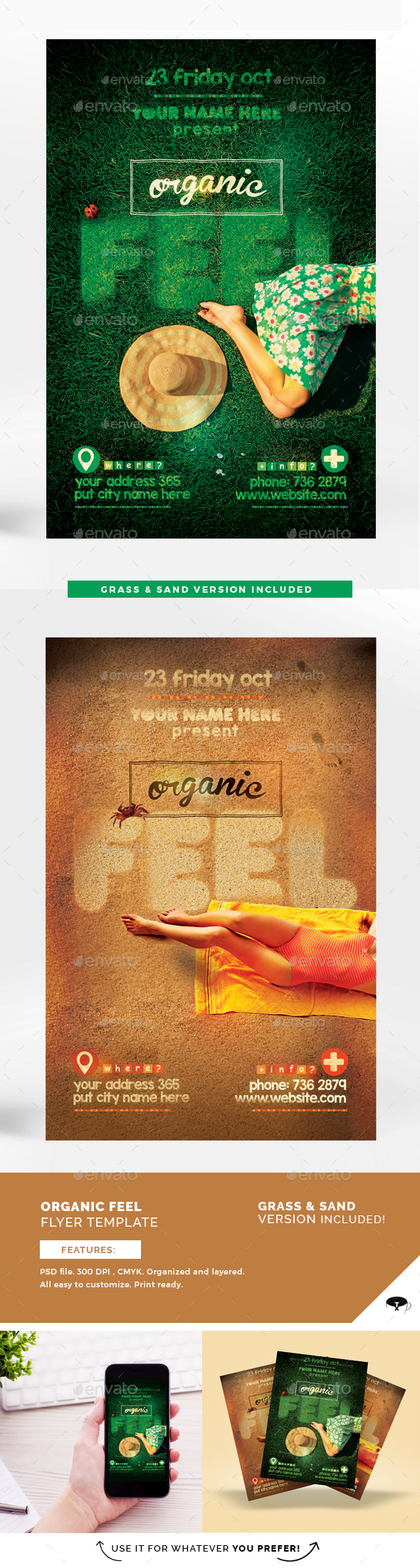 Organic Feel Flyer Template Grass & Sand Version - Events Flyers