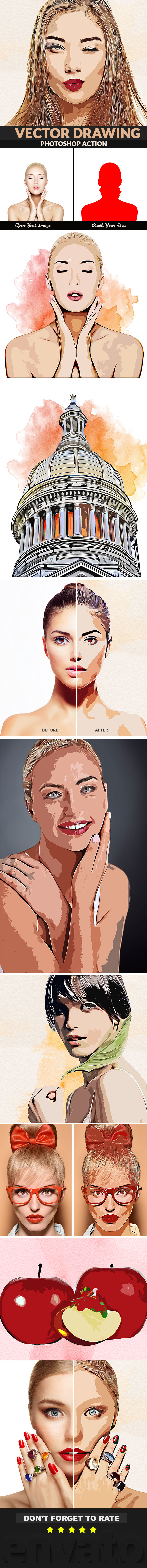 Vector Drawing Photoshop Action - Photo Effects Actions