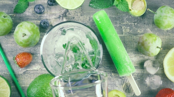 Fruit Drink with Ice Top View