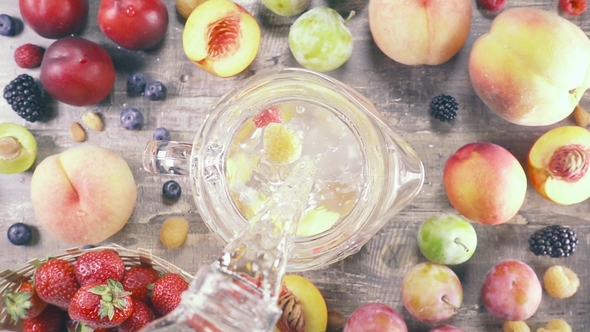 Fruit Drink with Ice Top View