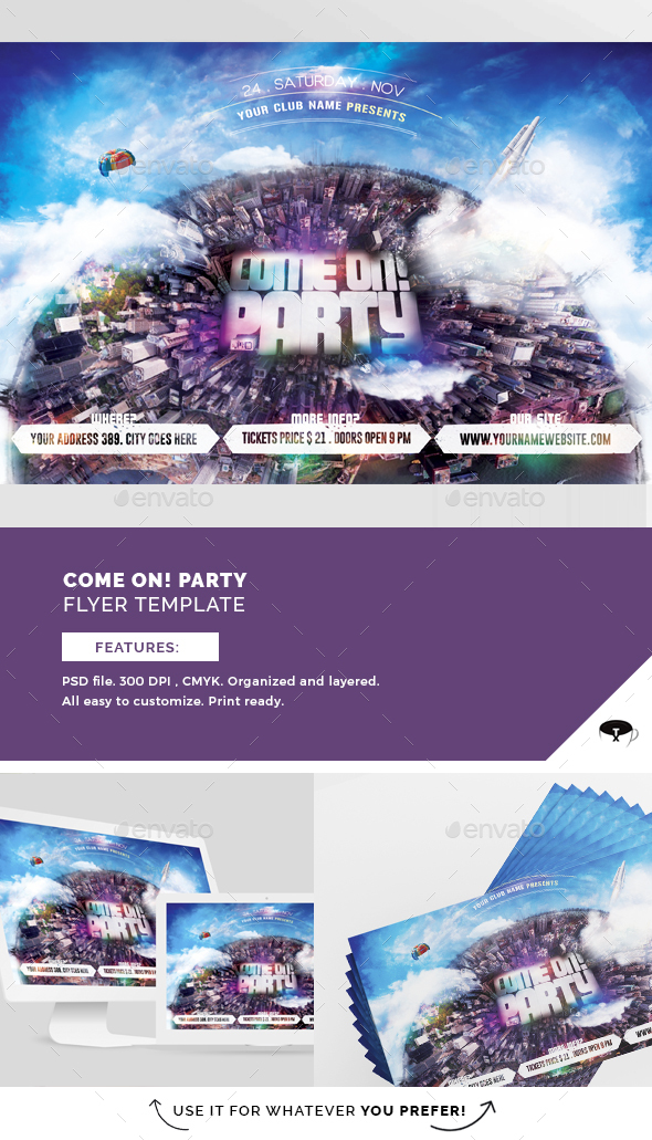 Come On! Party Flyer Template - Flyers Print Templates