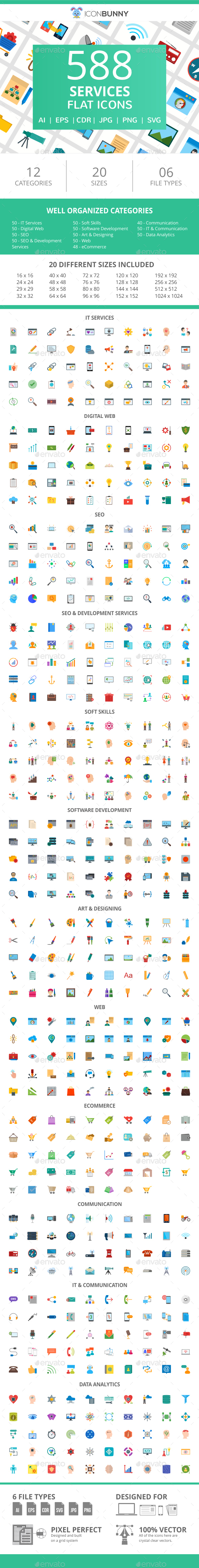 588 Services Flat Icons - Icons