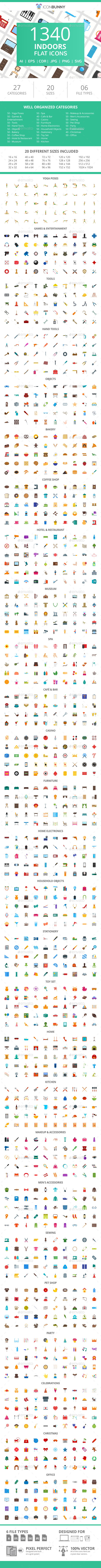 1340 Indoors Flat Icons - Icons