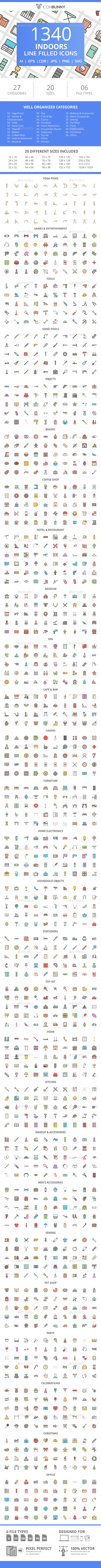1340 Indoors Filled Line Icons - Icons