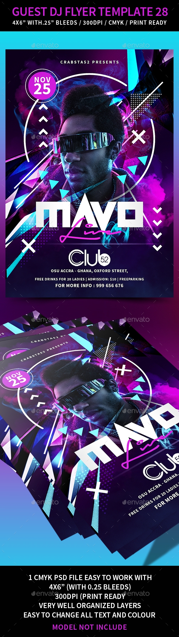 Guest DJ Flyer Template 28 - Clubs & Parties Events