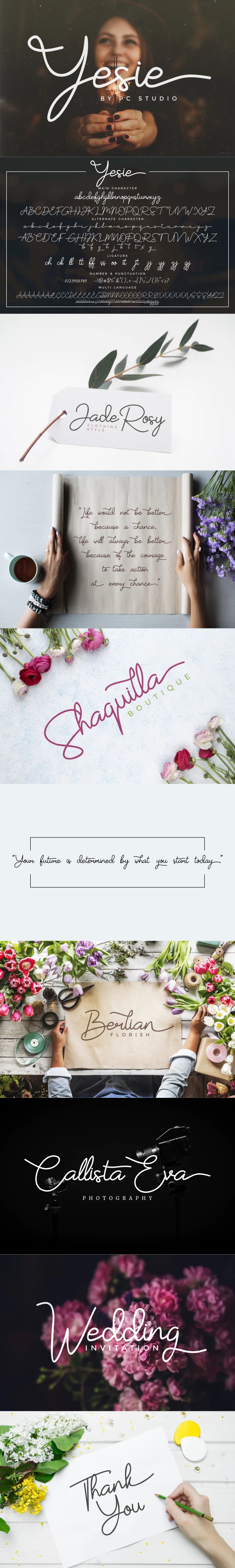 Yesie - Monoline Cursive Script Font - Cursive Script