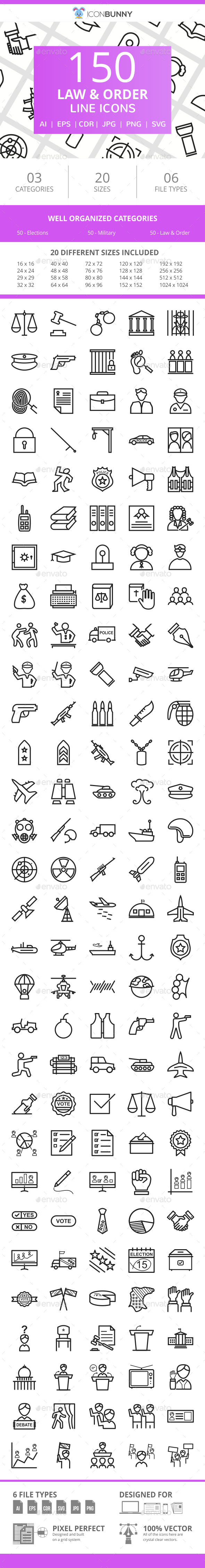 150 Law & Order Line Icons - Icons