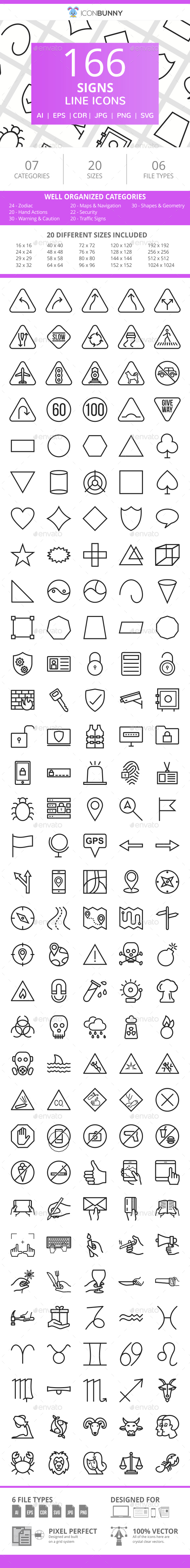 166 Sign Line Icons - Icons