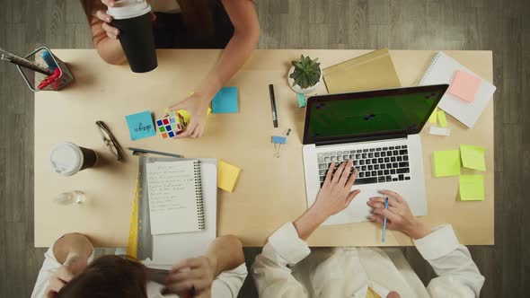 Business People Working in Modern Office Together Top View alt