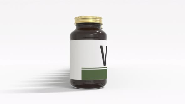 VITAMIN B9 Text on the Labels of Medical Bottles alt