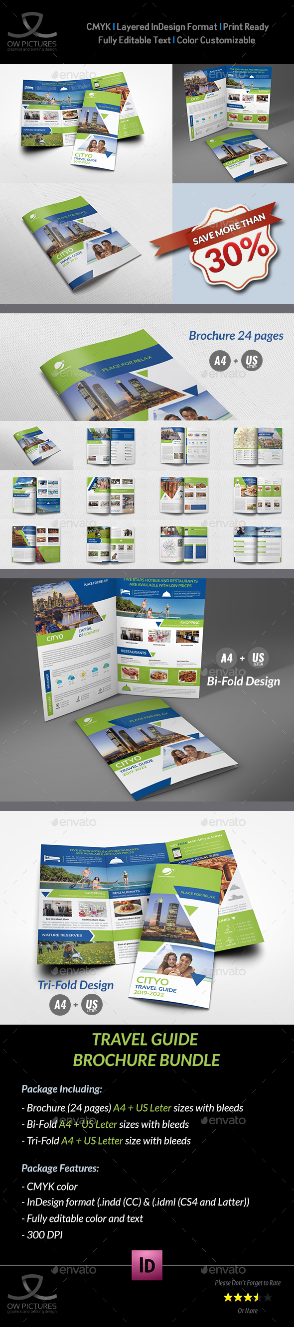 Travel Guide Brochure Bundle Template - Brochures Print Templates
