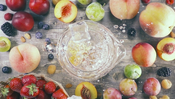 Fruit Drink with Ice in a Glass