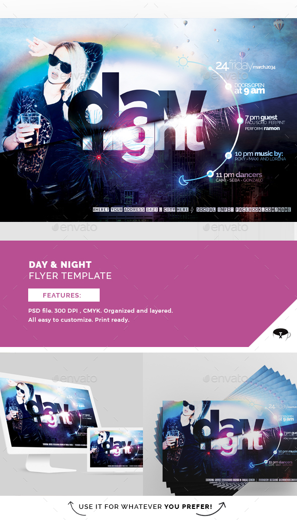 Day & Night Flyer Template - Clubs & Parties Events