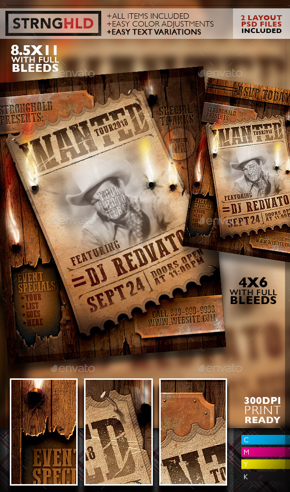 Vintage Wanted Poster Flyer Template - Events Flyers
