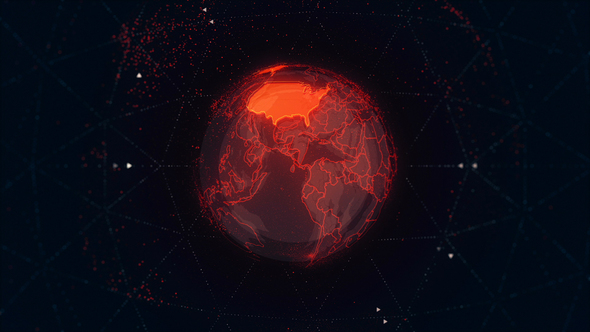 USA Maps on the Rotating Red Earth 4K