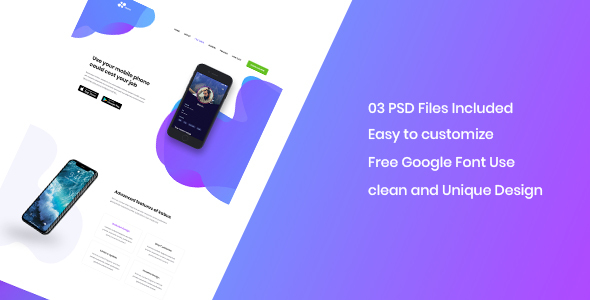 Kabus - clean and modern app landing page PSD template