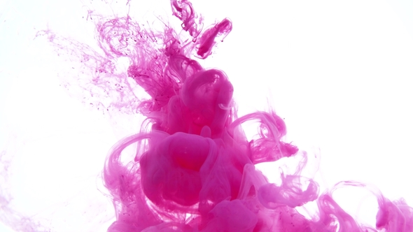 Pink Ink Dropped in Water on White Background, Stock Footage | VideoHive