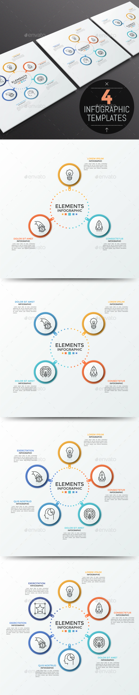 Modern Infographic Circular Template (4 Items) - Infographics