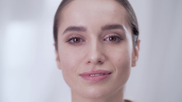 Beauty Face . Woman Touching Skin And Smiling, Stock Footage | VideoHive