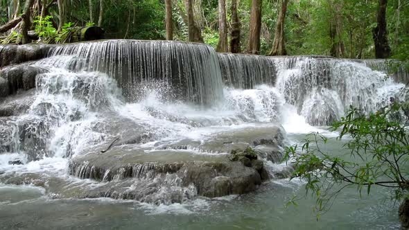 Huai Mae Khamin Waterfall level six, Kanchanaburi, Thailand - Slow motion