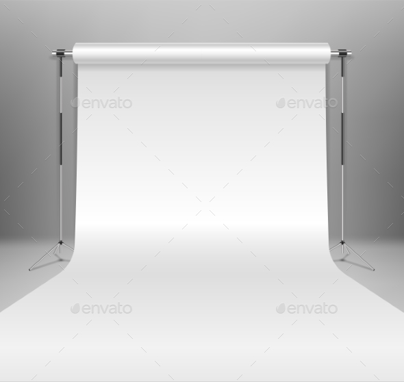 Realistic Empty White Photo Studio Backdrop - Man-made Objects Objects