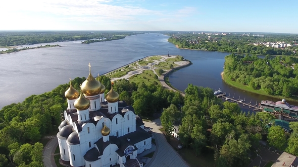 Assumption Cathedral in Yaroslavl with a View of the Volga